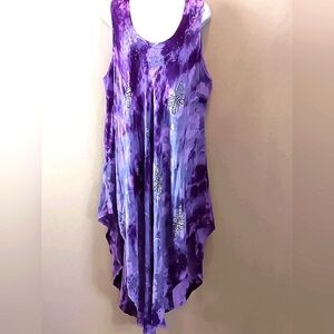 Greater Good Sundress Swim Cover-up Purple Tie Dye PLUS 1X 2X XXL Hippie